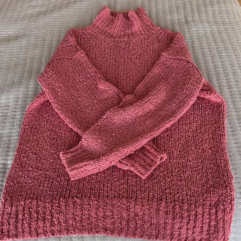 Anthropologie Textured Rose Turtleneck Sweater